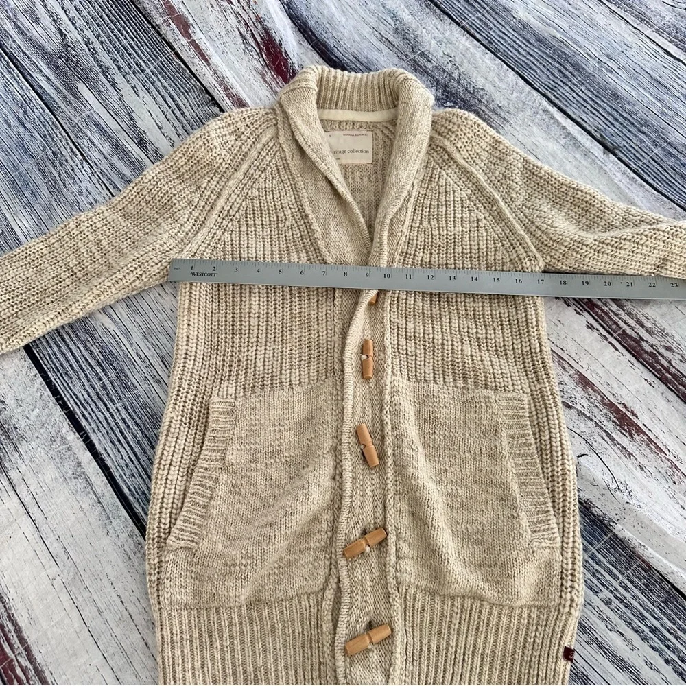 Banana Republic Heritage Men's Cream Shawl Collar Toggle Wool Blend Cardigan